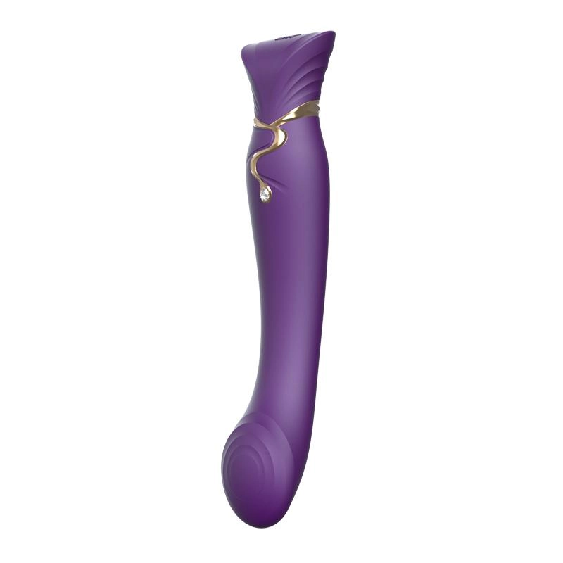 ZALO Queen Set G-spot PulseWave 17-function App-controlled Rechargeable Silicone Vibrator with Suction Sleeve Twilight Purple
