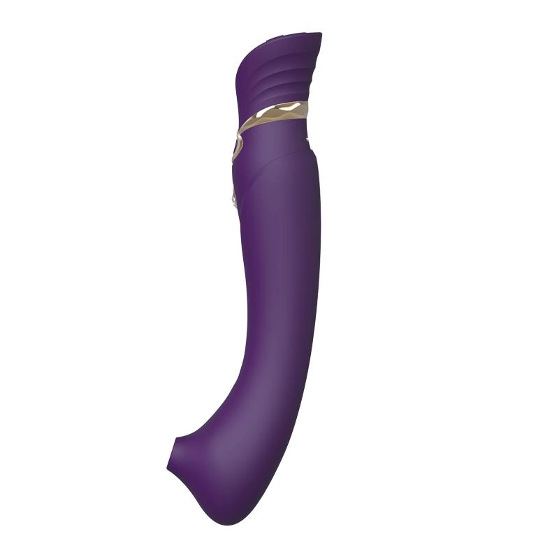 ZALO Queen Set G-spot PulseWave 17-function App-controlled Rechargeable Silicone Vibrator with Suction Sleeve Twilight Purple