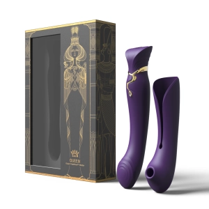ZALO Queen Set G-spot PulseWave 17-function App-controlled Rechargeable Silicone Vibrator with Suction Sleeve Twilight Purple