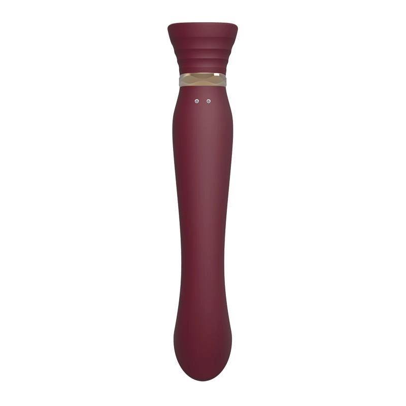 ZALO Queen Set G-spot PulseWave 17-function App-controlled Rechargeable Silicone Vibrator with Suction Sleeve Wine Red