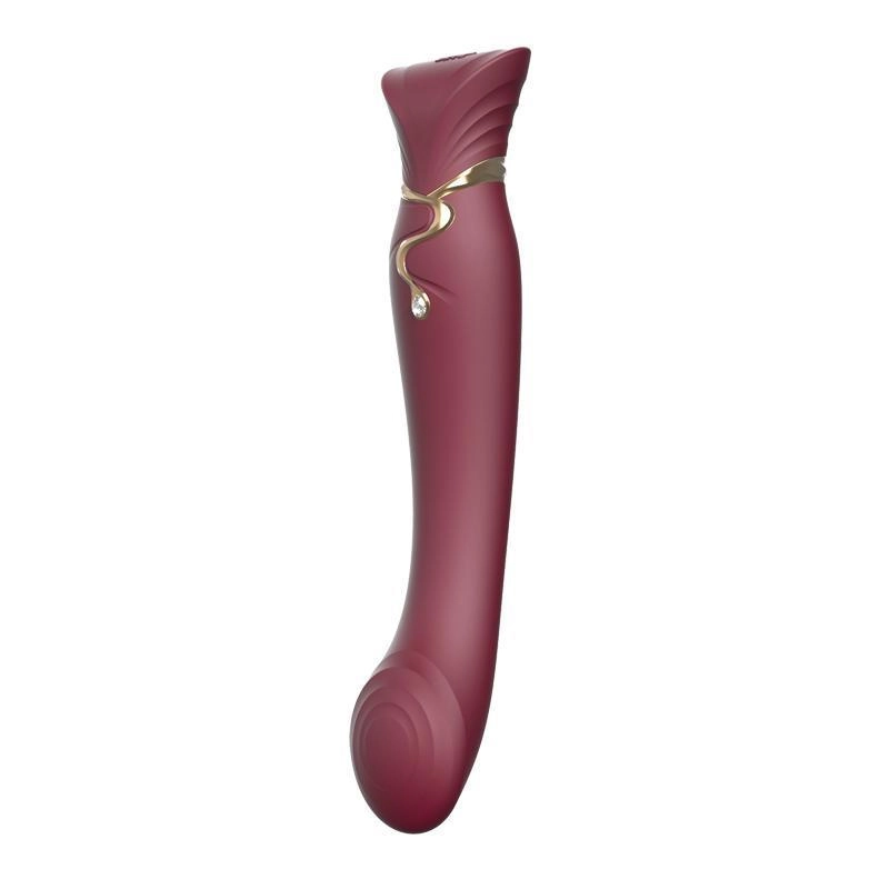 ZALO Queen Set G-spot PulseWave 17-function App-controlled Rechargeable Silicone Vibrator with Suction Sleeve Wine Red