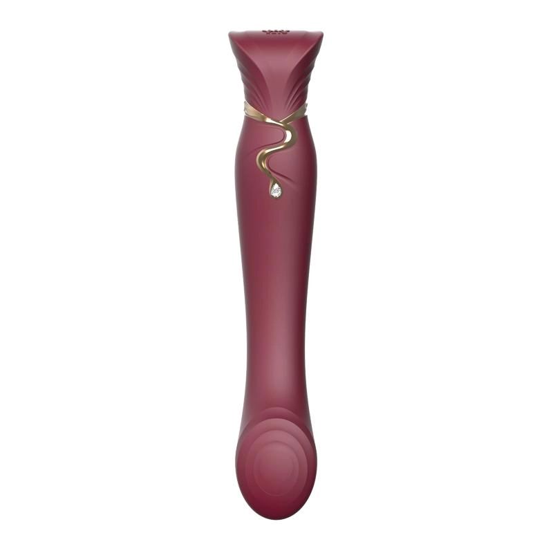 ZALO Queen Set G-spot PulseWave 17-function App-controlled Rechargeable Silicone Vibrator with Suction Sleeve Wine Red